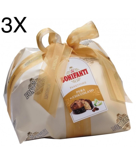 (3 PANETTONI X 1000g) Bonifanti - Pera e Cioccolato