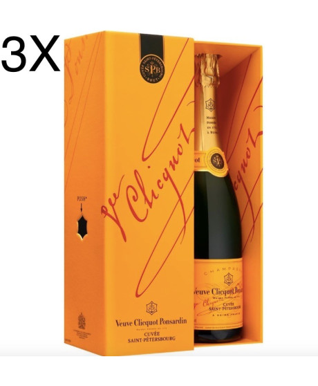 (3 BOTTLES) Veuve Clicquot - Cuvee Saint Petersbourg - Champagne AOC - Coffret - 75cl