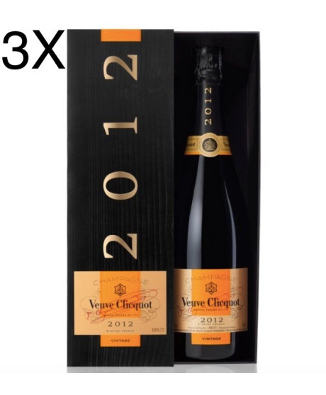 (3 BOTTLES) Veuve Clicquot - Vintage Brut 2012 - Champagne AOC - Coffret - 75cl