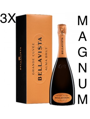 (3 BOTTIGLIE) Bellavista - Alma Gran Cuvée Brut Magnum - NEW AIR ON WINE - Franciacorta - Astucciato - 150cl