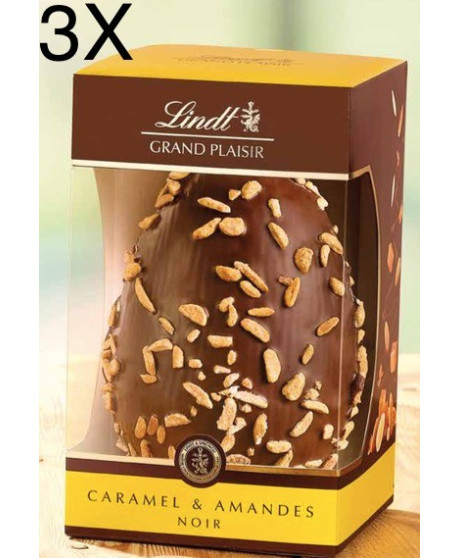 (3 Eggs) Lindt - Grand Plaisir - Dark Chocolate with Almonds and Caramel - 300g NEW