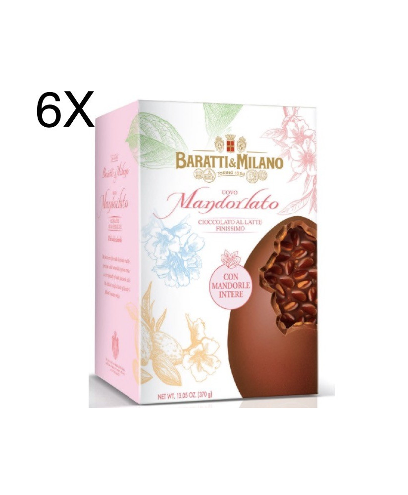 (6 EGGS X 370g) Baratti - Milk Chocolate and Almonds