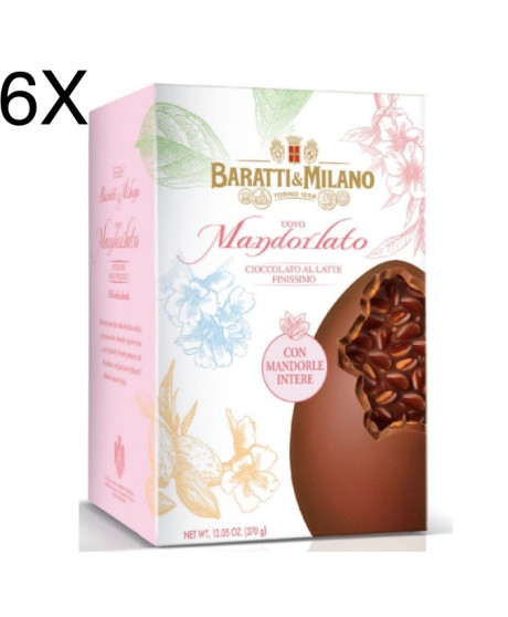 (6 EGGS X 370g) Baratti - Milk Chocolate and Almonds