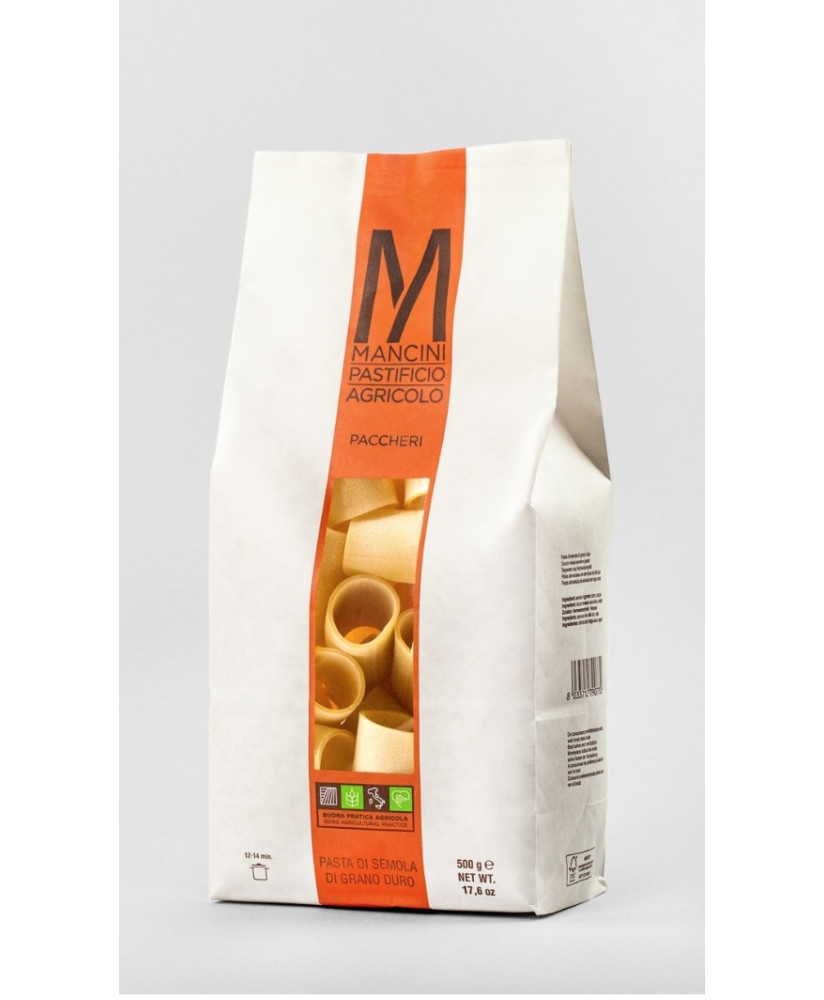sale online Italian pasta mancini best price online paccheri of wheat farm mancini semolina