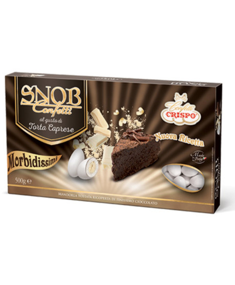 vendita online confetti snob crispo bianchi ripieni di frutta al gusto alla torta caprese con mandorla tostata ricoperta di cioc vendita online confetti snob crispo bianchi ripieni di frutta al gusto alla torta caprese con mandorla tostata ricoperta di cioc
