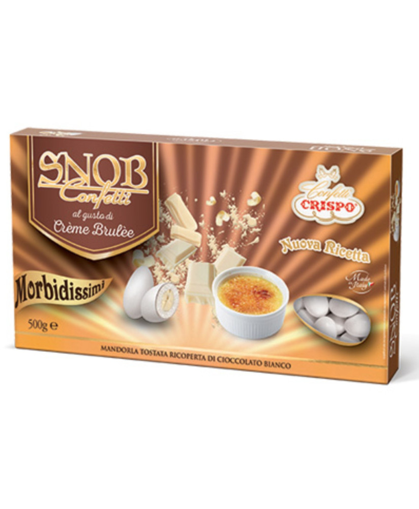 Vendita online confetti Crispo ripieni al cioccolato e Creme Brulee. Snob Mandorla e Creme Brulee. Shop on line Confetti Crispo 