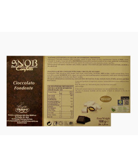 vendita online confetti snob crispo bianchi al cioccolato fondente con mandorla tostata ricoperta di cioccolato shop confetteria