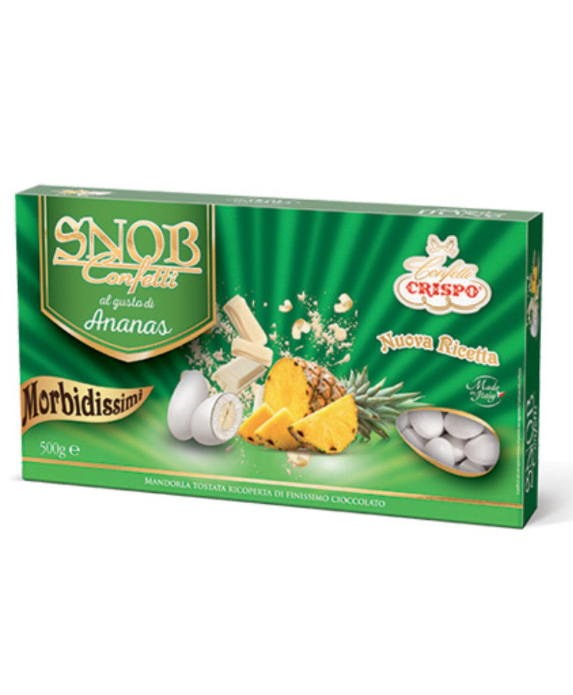 Vendita online confetti Crispo Snob gusto Ananas. Shop on line Confetti Crispo ripieni con mandorla, uno strato di cioccolato bi