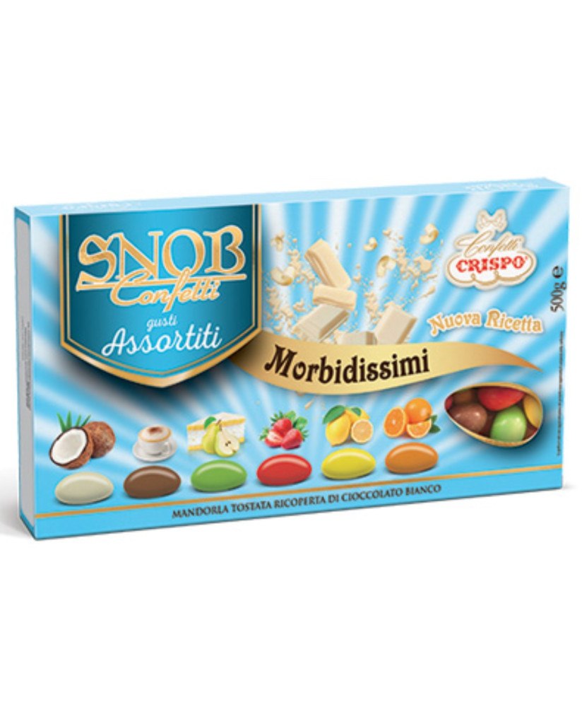 Vendita online confetti colorati e assortiti Crispo Snob Mandorla frutta mista. Shop on line Confetti Crispo ripieni a vari gust