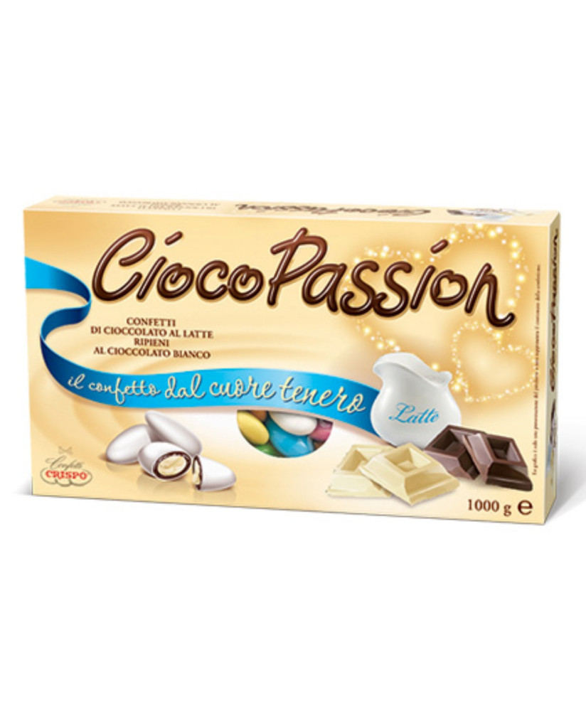 Vendita online confetti ripieni Ciocopassion colorati Crispo scatola da 1000g. Shop on-line confetti Cioco Passio