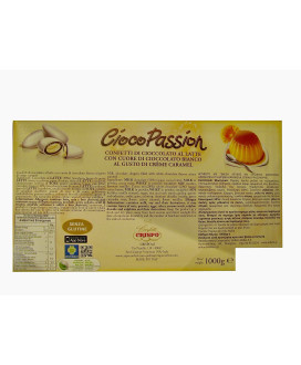 Online sales Italian confetti filled Ciocopassion Crispo price per box 1000g. Shop online confetti made in Italy Choco Passion o