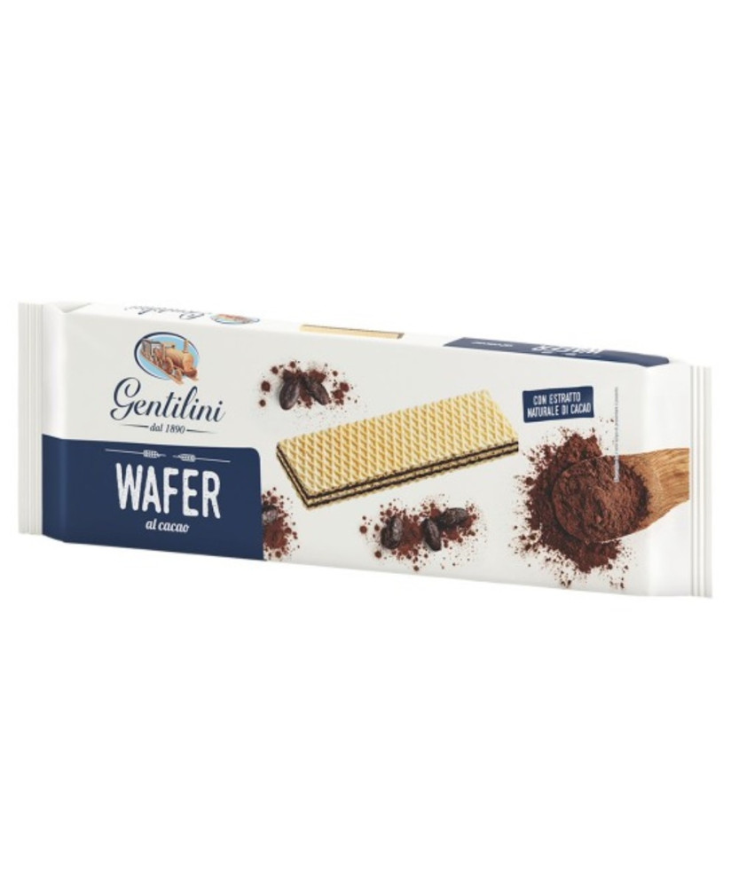 Vendita Wafer al cacao e vaniglia Gentilini, con crema al cacao. Osvego con farina integrale e 5 cereali e Novellini con latte e
