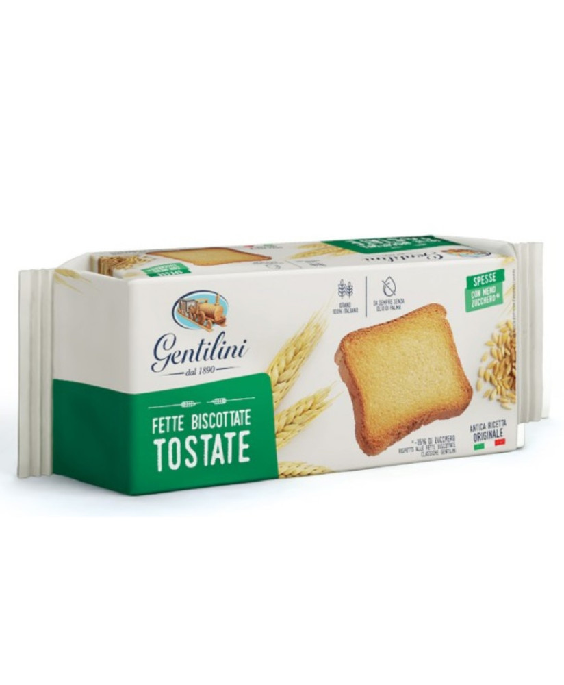 Vendita Fette Biscottate Gentilini, fette al miele, Osvego con farina integrale e 5 cereali e Novellini con latte e miele.