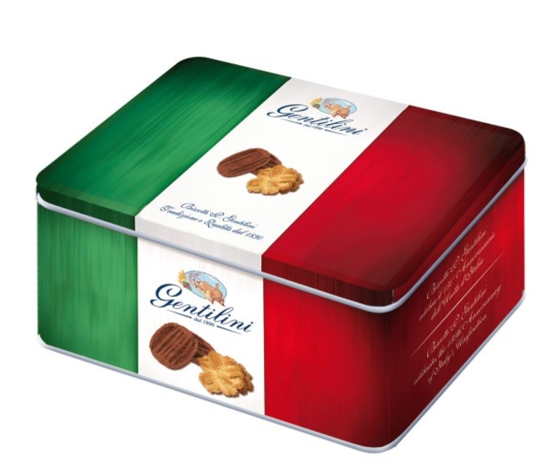 Vendita biscotti Gentilini in scatole regalo di metallo Italia. Edizione  Tricolore biscotti assortiti miglior prezzo online