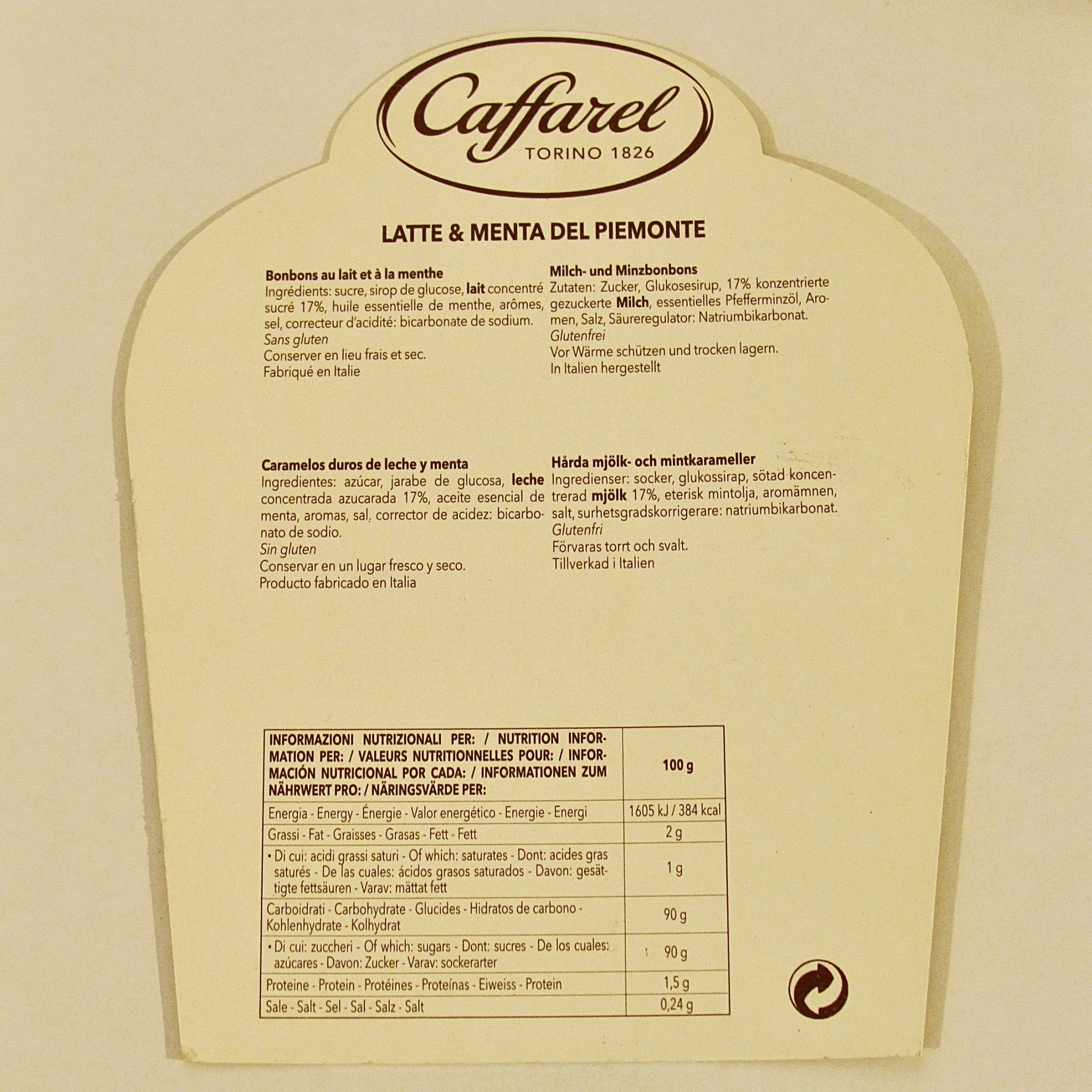 Caramelle Latte & Menta Caffarel Senza zucchero- 250 gr. – Il Chicco d'Oro  – Shop Online
