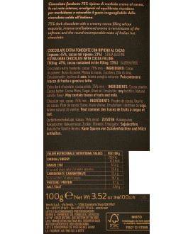 Venchi italian dark Chocolate Bar Cocoa Heart stuffed Cocoa Cream 75% shop online price | corso101.com