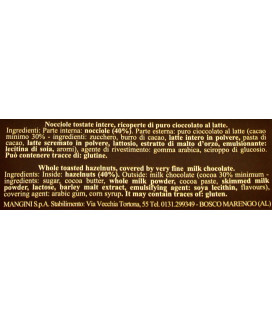 Mangini, Noccioletto, Nocciola ricoperta di puro cioccolato al latte a € 20,00 al kg. Vendita online Nocciole ricoperte di ciocc