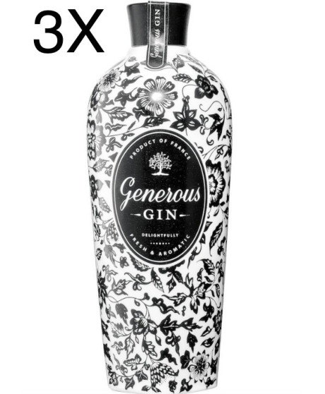 (3 BOTTLES) Generous Gin - Delightfully - Fresh and Aromatic - 70cl