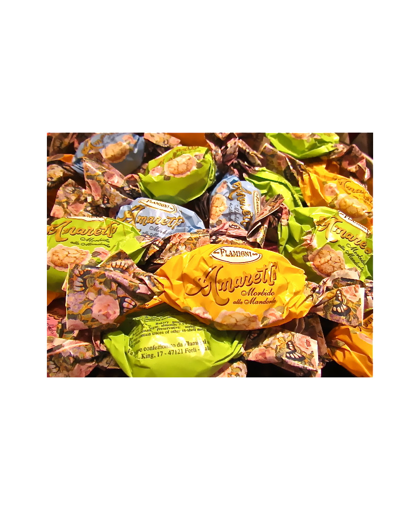 Vendita online Amaretti Morbidi artigianali di Pasta mandorla prodotti da Flamigni di Forlì. Shop on line Amaretti con mandorle 