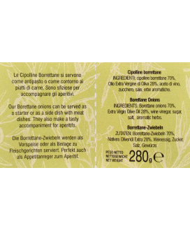 Vendita online Cipolline Borrettane Sott'olio extra vergine di oliva -  Olive Nostre. Shop on line Cipolle sott'aceto e olio Lig