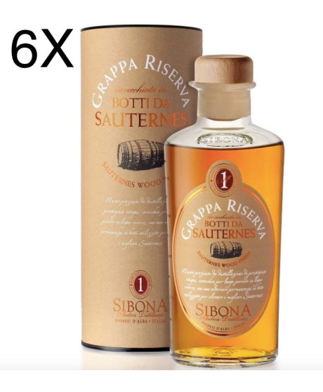 (6 BOTTIGLIE) Sibona - Grappa Riserva - Affinata in Botti da Sauternes - 50cl