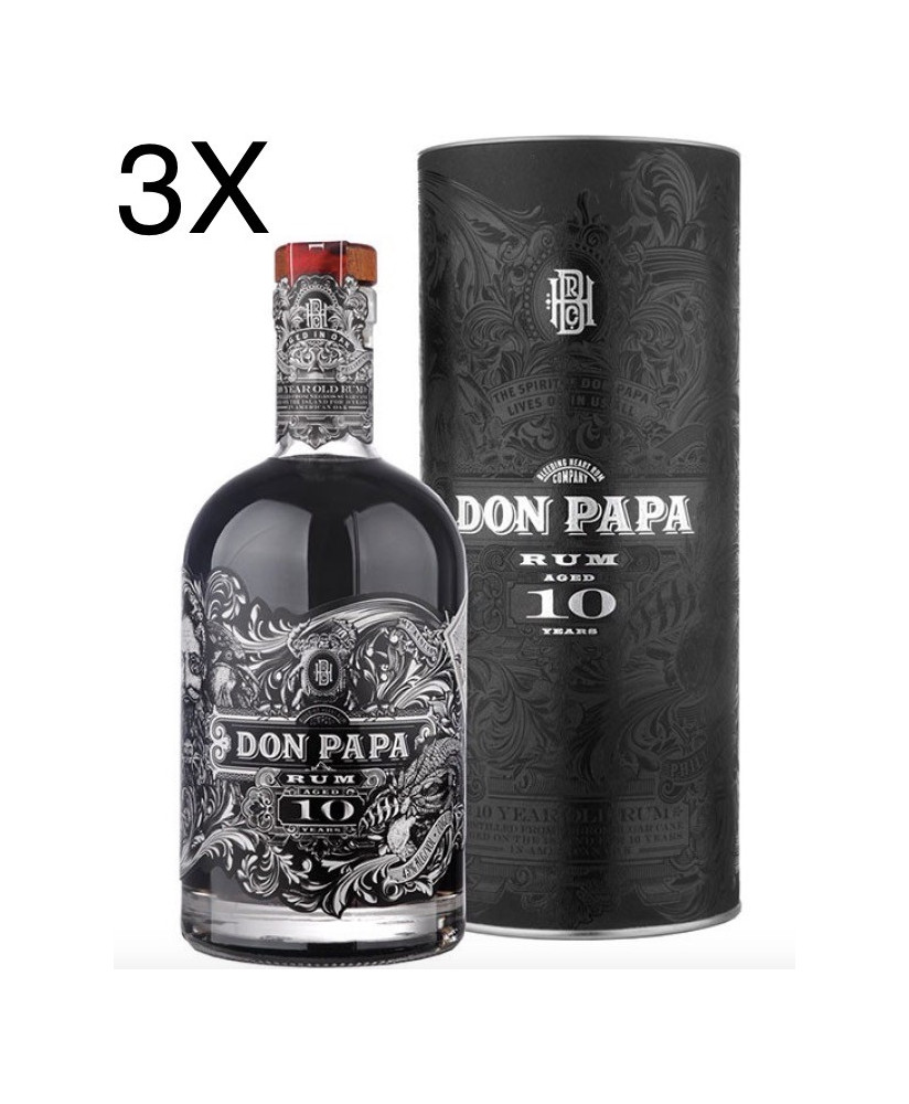 (3 BOTTIGLIE) Rum Don Papa - 10 Anni - Astucciato - 70cl