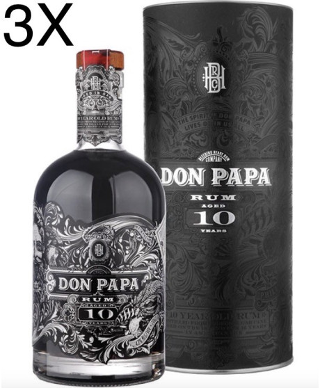 (3 BOTTIGLIE) Rum Don Papa - 10 Anni - Astucciato - 70cl