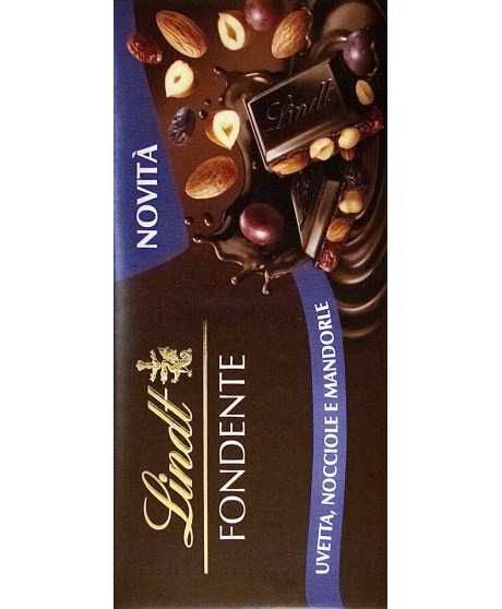 Lindt - Dark Chocolate with Raisins, Hazelnuts and Almonds - 100g