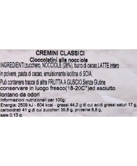 Vendita online cioccolatini Cremini Classici Baratti & Milano a 25,00 € al Kg. Shop on line Cioccolatini Cremini alla nocciola.