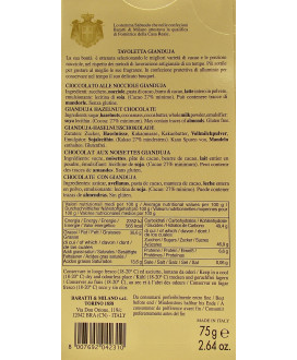 Vendita online tavolette di cioccolato Gianduja Baratti & Milano. Shop on line barrette di cioccolata piemontese di Torino Barat