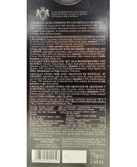 Shop online extra dark chocolate bars Baratti & Milano with blueberry and almonds. Shop online chocolate bars Piedmont