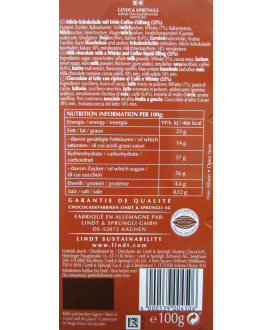 Vendita online tavolette di cioccolato Lindt & Sprüngli al latte ripieno di whysky e caffè. Shop on line tavolette di cioccolato