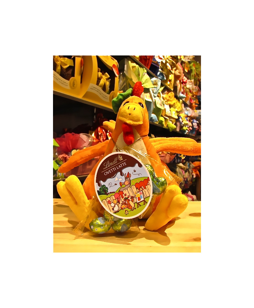 Vendita online Pollo di Peluches Lindt, con ovette al latte. Shop on-line Gallo di peluches con ovetti di cioccolato Lindt. Migl