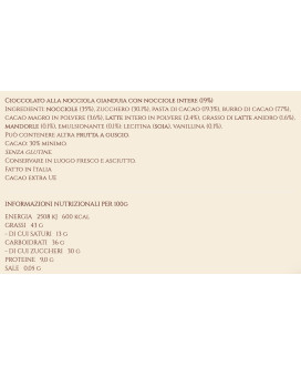 Vendita online tavolette di cioccolato Caffarel di Torino, linea Piemonte, cioccolato Gianduja con nocciole intere - 200g. Shop