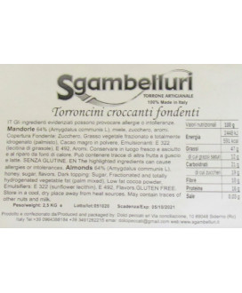 Online sales Nugat Sgambelluri. Shop online nougat covered Salvatore Sgambelluri. Crunchy almonds