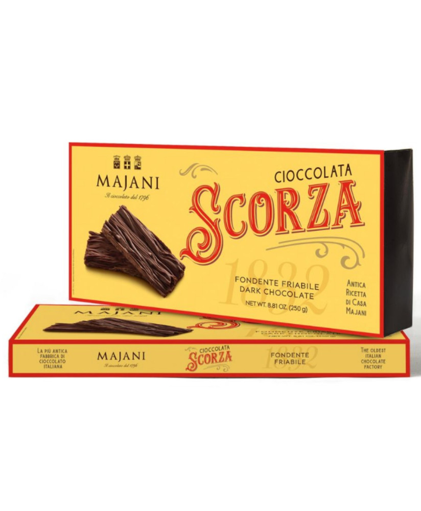 Vendita online Scorza Majani di Bologna Sfoglia Nera. Shop on line Cioccolato Fondente Scorza Majani in confezioni