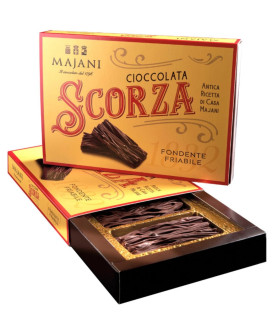 Vendita online Scorza Majani di Bologna Sfoglia Nera. Shop on line Cioccolato Fondente Scorza Majani in confezioni