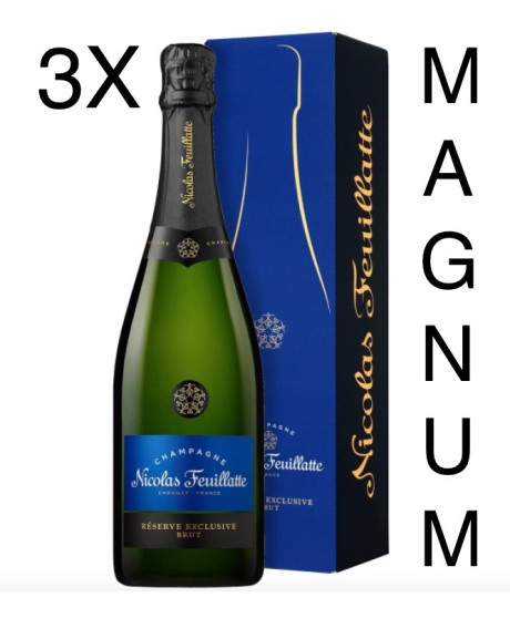 (3 BOTTLES) Nicolas Feuillatte - Brut Réserve - Champagne - 150cl - Magnum Gift box