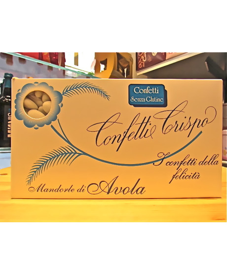 Confetti Crispo alla Mandorla, senza glutine. Vendita online confetti Crispo Mandorla di Avola. Shop on line Confetti Crispo per