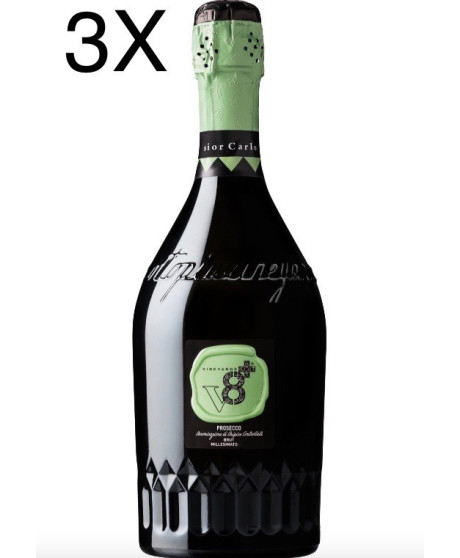 (3 BOTTIGLIE) V8+ Vineyards - Sior Carlo - Prosecco Brut Millesimato 2019 - DOC - 75cl