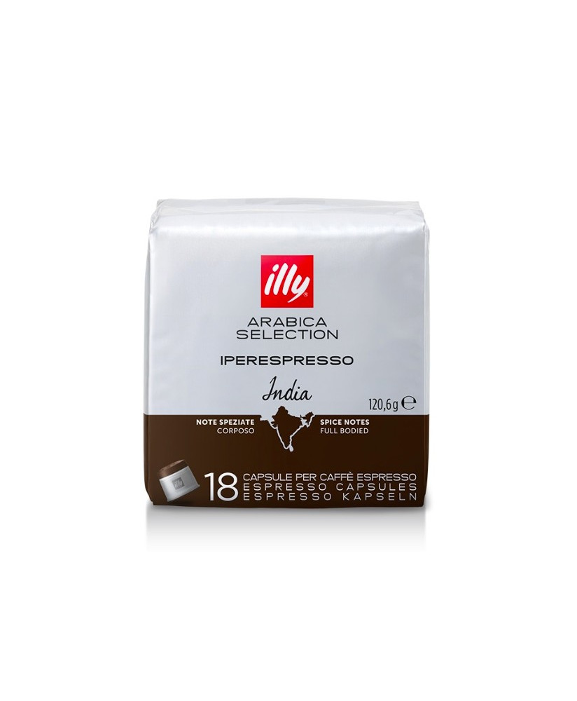 Vendita online capsule Illy Caffe' Monoarabica India per macchina iperespresso. Confezione da 21 caffè espresso India. Shop on-l