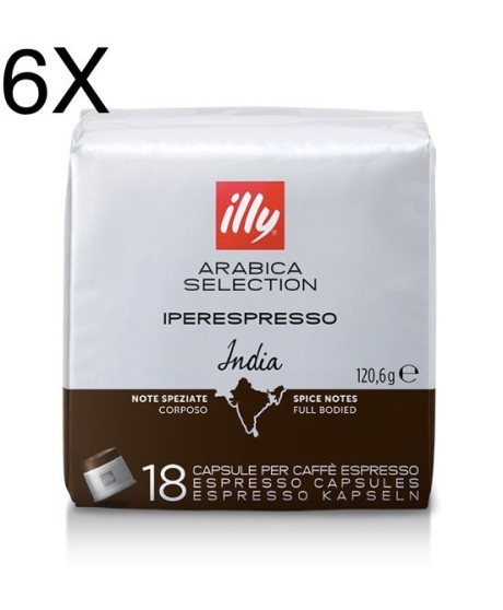 (6 PACKS) Illy Monoarabica India - 108 Capsule