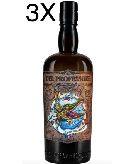 (3 BOTTLES) Distilleria Quaglia - Gin del Professore - Crocodile - 70cl