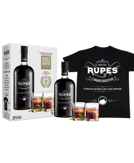 Rupes - L' Amaro Digestivo - 70cl - Confezione 2 bicchieri ed una maglietta