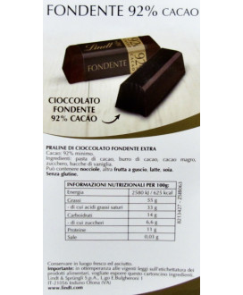 Vendita online cioccolatini Lindt fondenti assortiti con ripieno cremoso fondente e caffè alle varie percentuali di cacao. NOVIT