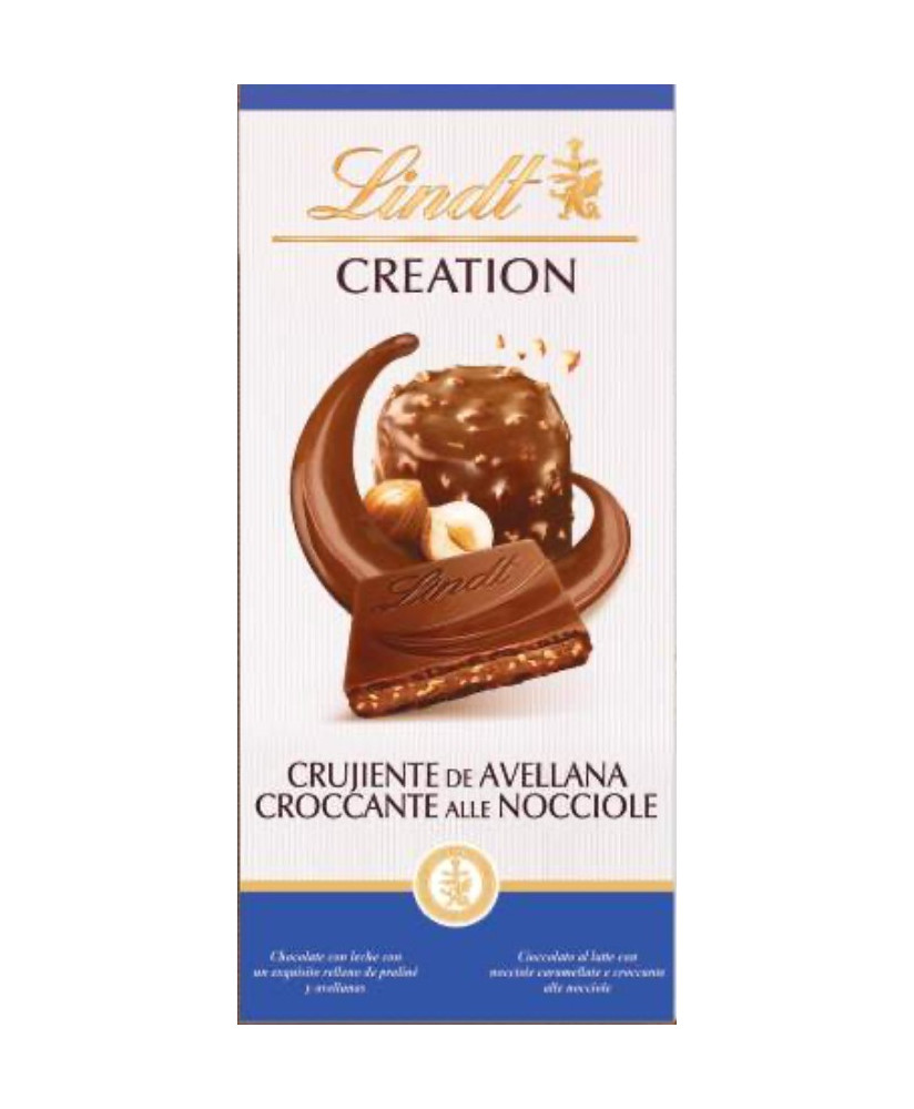 Vendita online tavolette di cioccolato Lindt & Sprüngli Creation con crema di mandorle e nocciole caramellate e granella di nocc