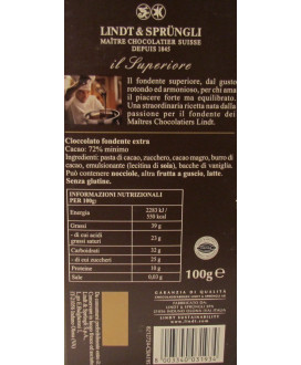 Vendita online tavolette di cioccolato Lindt & Sprüngli, Il Superiore, di cioccolato fondente amaro extra. Shop on line tavolett