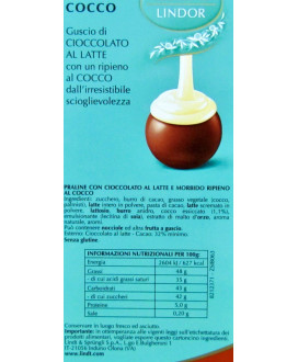 Vendita online cioccolatini Lindor NOVITA' CREMA DI COCCO Lindt e Sprüngli a €32,00 al Kg. Shop on-line cioccolatino Lindor nuov
