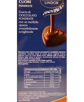 Vendita online cioccolatini Lindor Blu a forma di cuore di cioccolato fondente di Lindt e Sprüngli a €32.00 al Kg. Shop on-line 