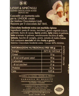 Lindt - Lindor Bar - Extra Dark 60% - 100g